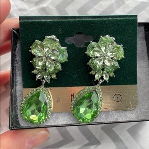 Green statement earrings